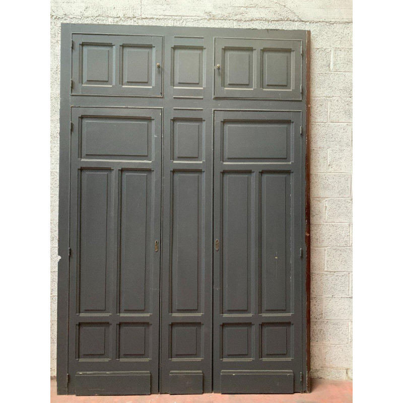 Patinated beechwood cupboard front with double doors, 20th century