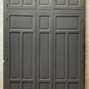 Patinated beechwood cupboard front with double doors, 20th century