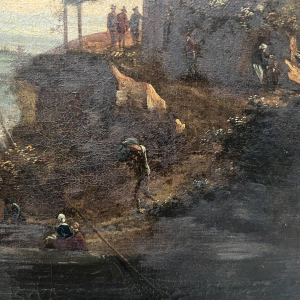 Huile sur toile « Paysage marin et montagneux », XIXᵉ siècle