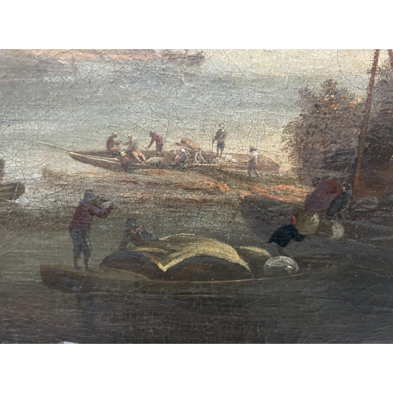 Huile sur toile « Paysage marin et montagneux », XIXᵉ siècle