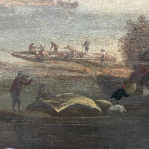 Huile sur toile « Paysage marin et montagneux », XIXᵉ siècle