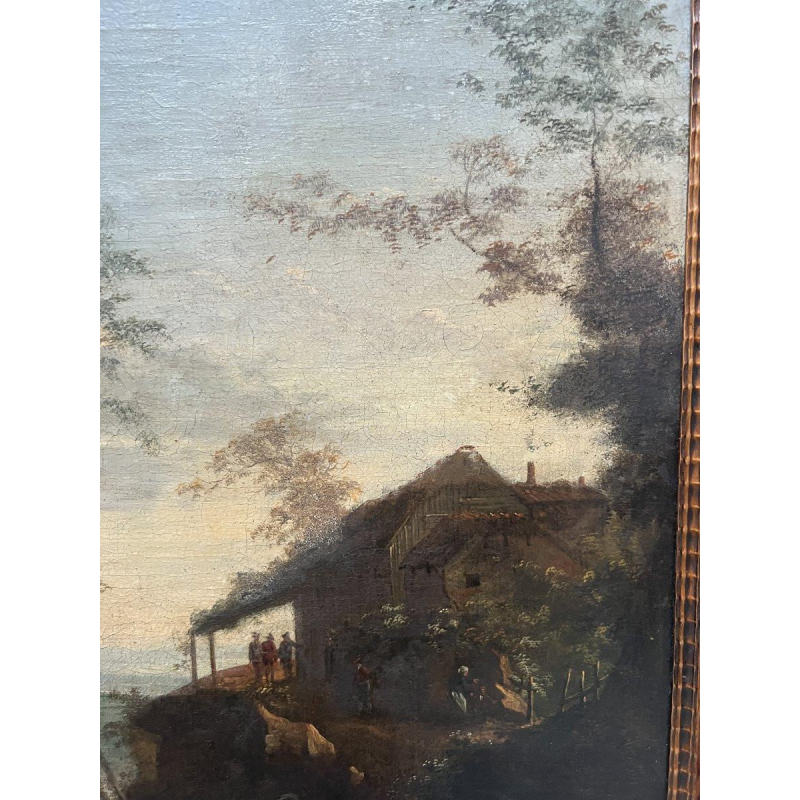 Huile sur toile « Paysage marin et montagneux », XIXᵉ siècle