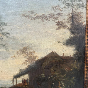 Huile sur toile « Paysage marin et montagneux », XIXᵉ siècle