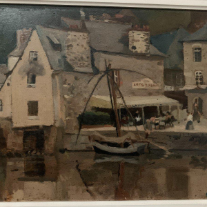 Tableau « Vue animée sur le port », huile sur toile signée, XXᵉ siècle