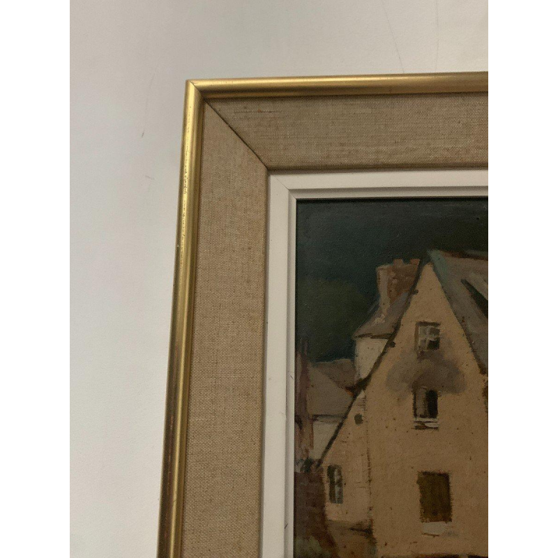 Tableau « Vue animée sur le port », huile sur toile signée, XXᵉ siècle