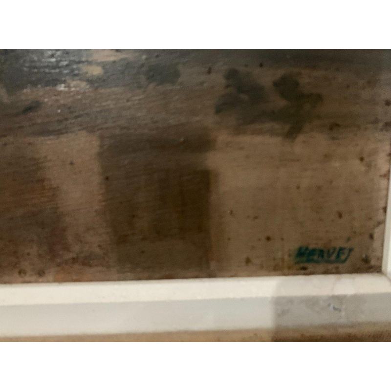 Schilderij "Levendig uitzicht op de haven", olieverf op doek, gesigneerd, 20e eeuw