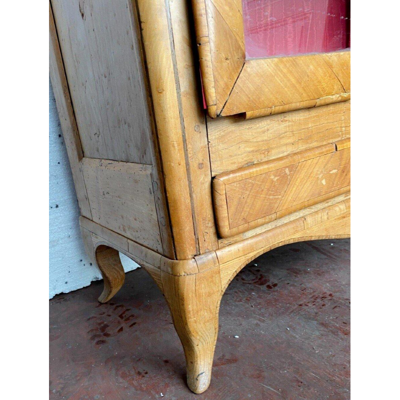 Louis XV style display cabinet in cherry wood and veneer, 19th century