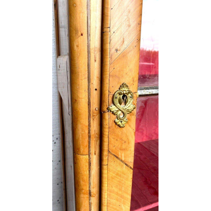 Louis XV style display cabinet in cherry wood and veneer, 19th century
