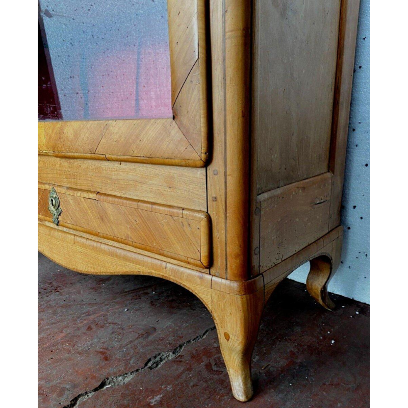Louis XV style display cabinet in cherry wood and veneer, 19th century