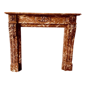 Cheminée de style Louis XVI en marbre rouge moucheté, XXᵉ siècle