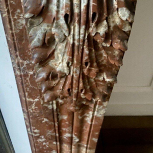 Louis XVI style fireplace in speckled red marble, 20th century