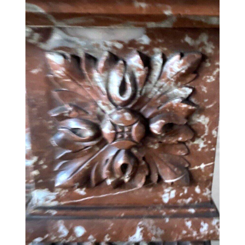 Louis XVI style fireplace in speckled red marble, 20th century