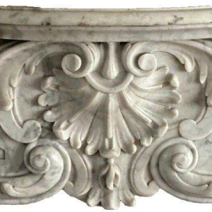 Louis XV style fireplace in white Carrara marble, 19th century