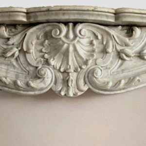 Louis XV style fireplace in white Carrara marble, 19th century