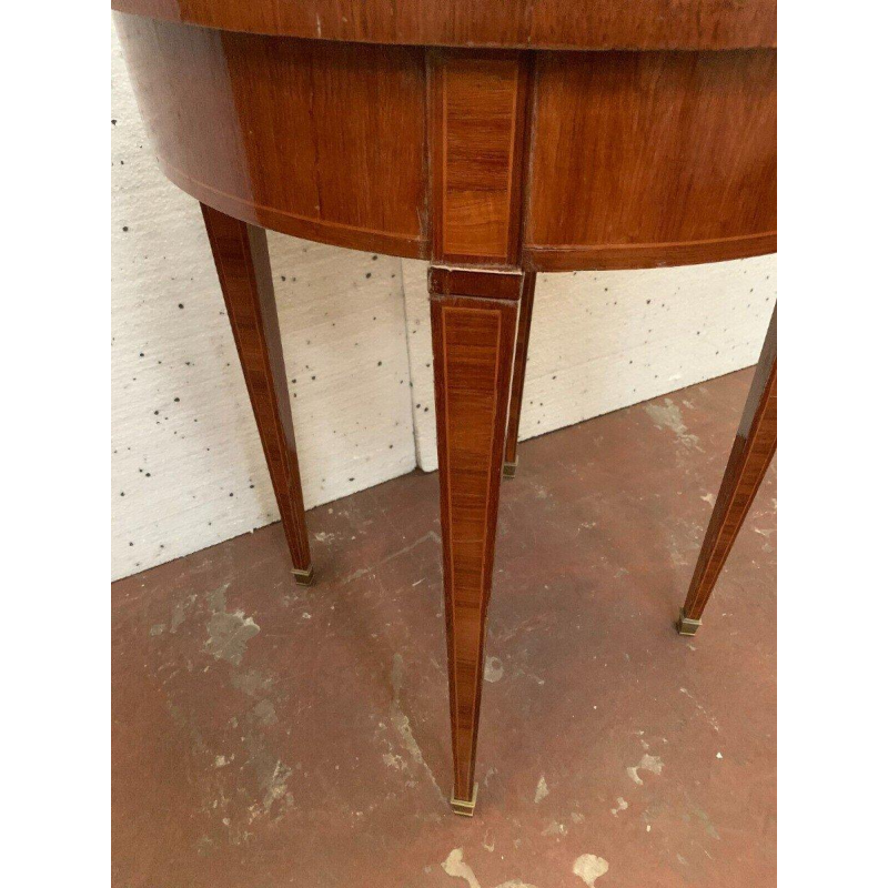 Louis XVI style pedestal table, rosewood and palisander marquetry, 20th century