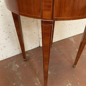 Louis XVI style pedestal table, rosewood and palisander marquetry, 20th century