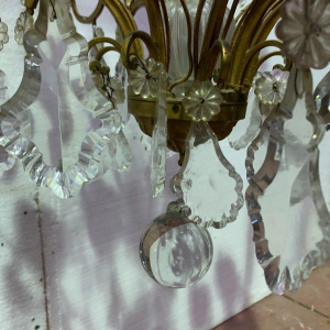 Cage chandelier with sixteen lights, crystal drops and cups, 19th century