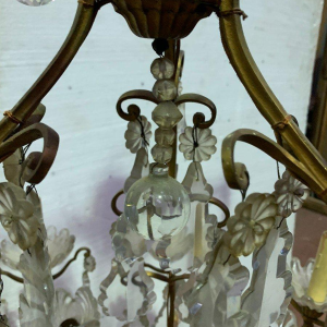 Cage chandelier with sixteen lights, crystal drops and cups, 19th century