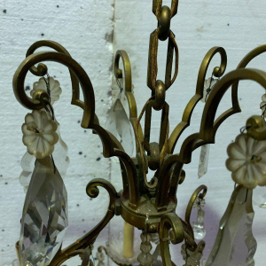 Cage chandelier with sixteen lights, crystal drops and cups, 19th century