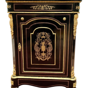 Consoletafel in Napoleon III-stijl, uitgevoerd in hout en messing marqueterie, 19e eeuw.