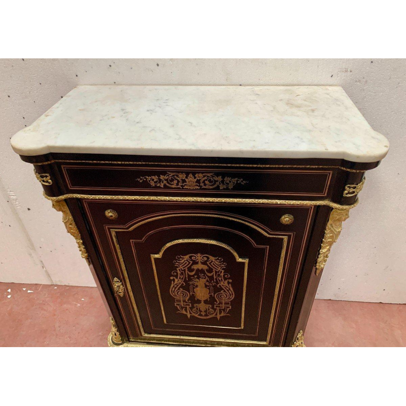 Consoletafel in Napoleon III-stijl, uitgevoerd in hout en messing marqueterie, 19e eeuw.