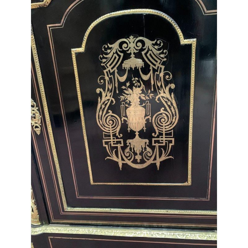 Napoleon III style console table, in wood and brass marquetry, 19th century