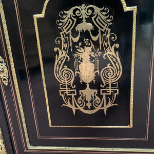 Napoleon III style console table, in wood and brass marquetry, 19th century