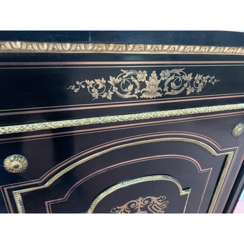 Napoleon III style console table, in wood and brass marquetry, 19th century