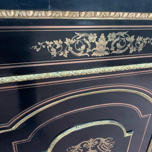 Napoleon III style console table, in wood and brass marquetry, 19th century