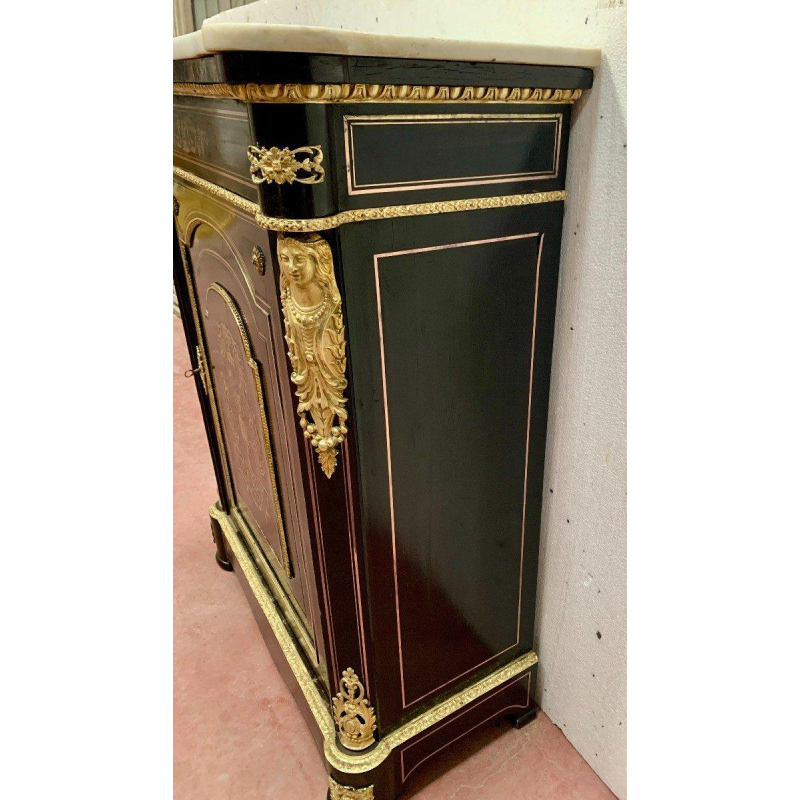 Meuble à hauteur d’appui Napoléon III, en bois et marqueterie de laiton, XIX siècle