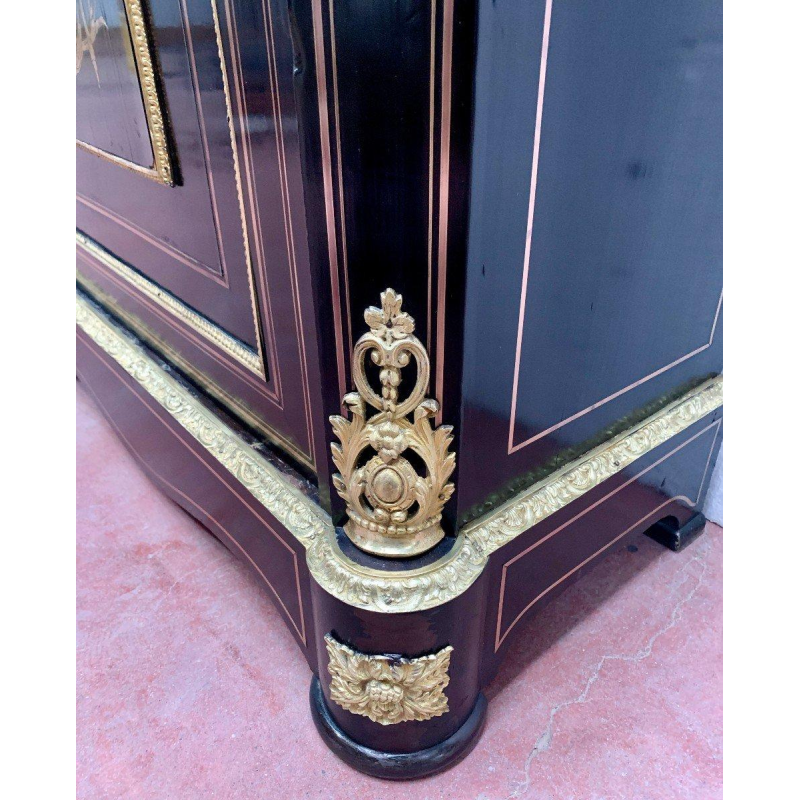 Consoletafel in Napoleon III-stijl, uitgevoerd in hout en messing marqueterie, 19e eeuw.