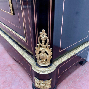 Napoleon III style console table, in wood and brass marquetry, 19th century