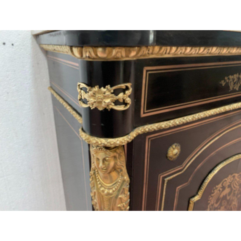 Consoletafel in Napoleon III-stijl, uitgevoerd in hout en messing marqueterie, 19e eeuw.