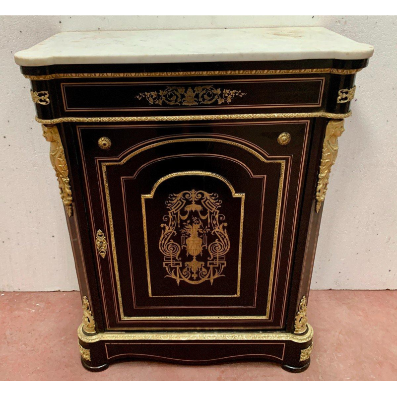 Consoletafel in Napoleon III-stijl, uitgevoerd in hout en messing marqueterie, 19e eeuw.