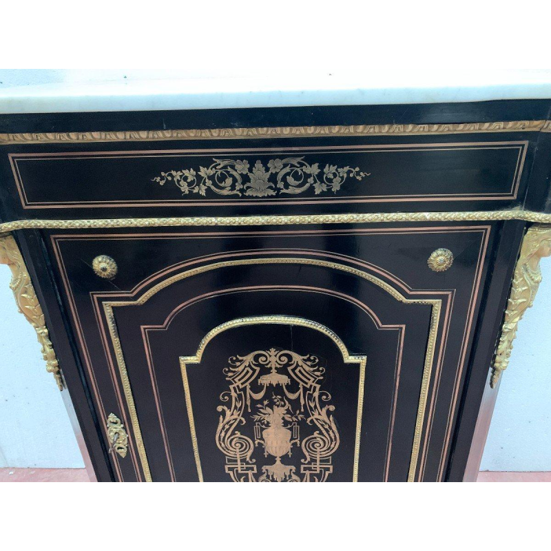 Meuble à hauteur d’appui Napoléon III, en bois et marqueterie de laiton, XIX siècle