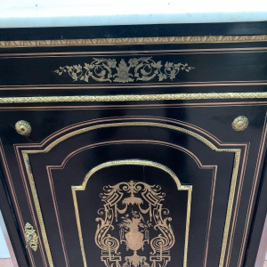 Napoleon III style console table, in wood and brass marquetry, 19th century