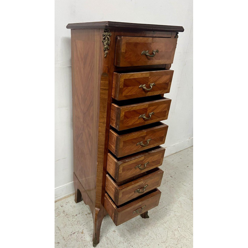 Semainier de style Louis XV en placage de bois de rose XX siècle