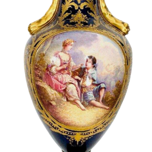 Manufacture de Porcelaine de Sèvres (Eugène Canelle) vase couvert polychromé & rehauts d’or, XX siècle