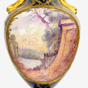 Sèvres Porcelain Manufactory (Eugène Canelle) polychrome covered vase with gold highlights, 20th century