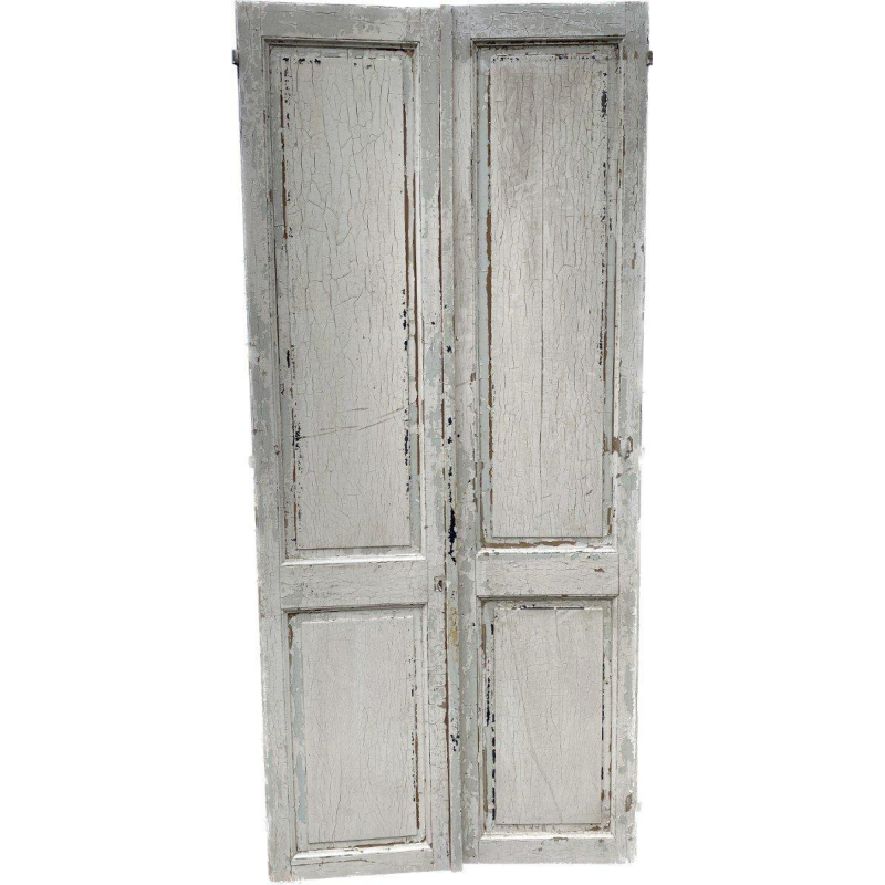 Double closet doors in solid fir, 20th century