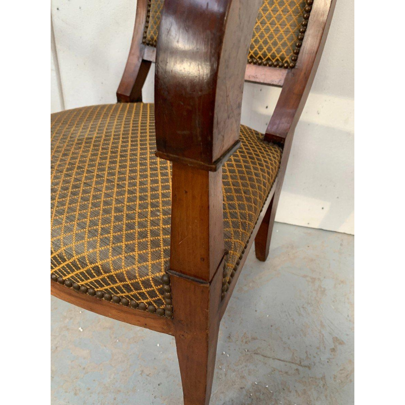 Set van zes mahoniehouten fauteuils in restauratiestijl, 19e eeuw