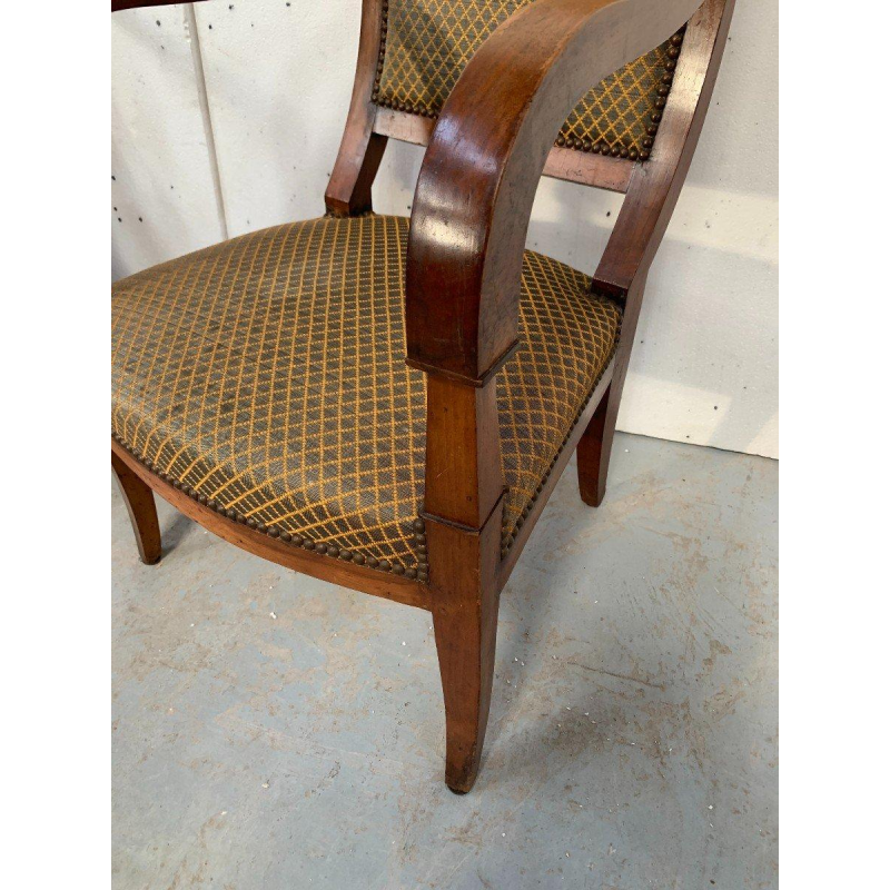 Set van zes mahoniehouten fauteuils in restauratiestijl, 19e eeuw