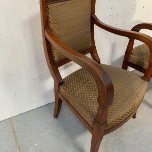 Set van zes mahoniehouten fauteuils in restauratiestijl, 19e eeuw