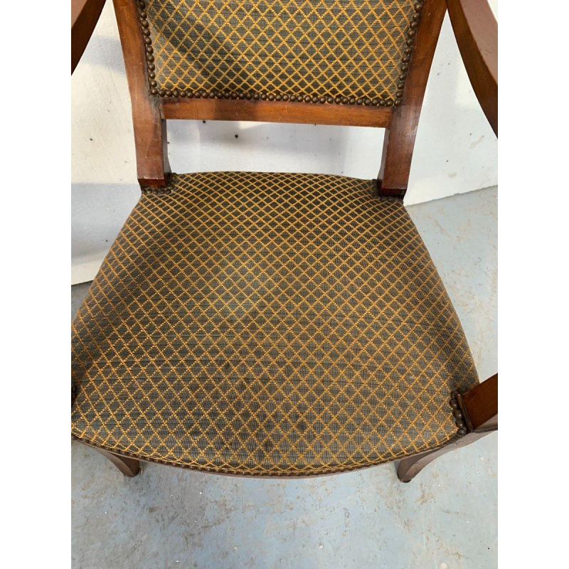 Set van zes mahoniehouten fauteuils in restauratiestijl, 19e eeuw