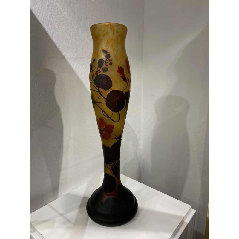 DAUM - Grand vase - Nancy - Croix de Lorraine aux Capucines - Circa 1905