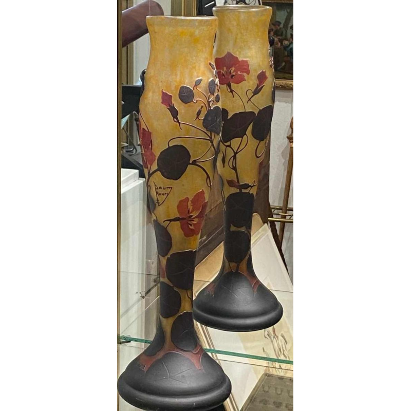 DAUM - Grand vase - Nancy - Croix de Lorraine aux Capucines - Circa 1905