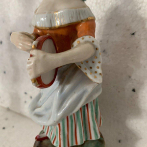 Pair of tulip vases depicting "Young Women with Tambourines" in polychrome porcelain, 20th century