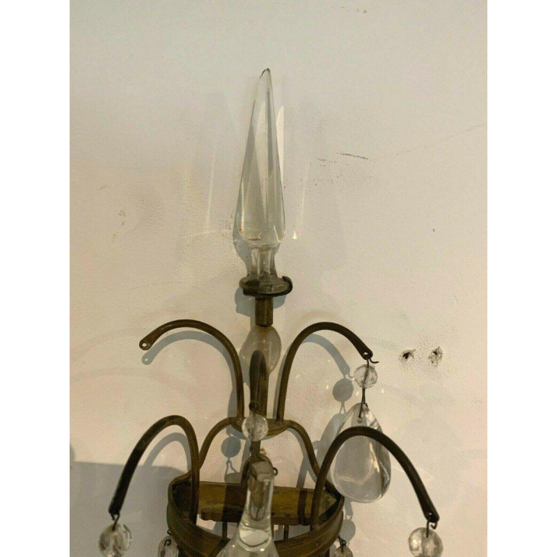 Paire d’appliques corbeille, en bronze et pampilles, XX siècle