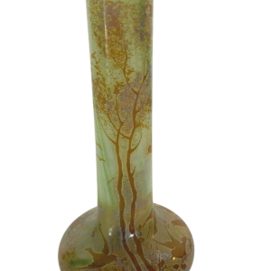 Vase soliflore en pâte de verre, décor d’oiseaux et de paysage, XX siècle