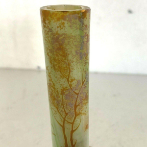 Soliflore vase in pâte de verre, decorated with birds and landscape, 20th century